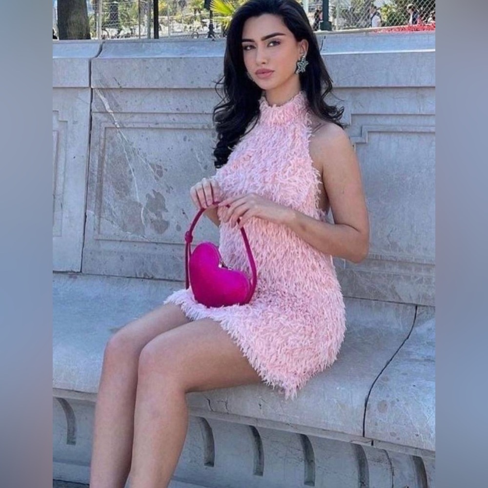 Zara Pink Textured Mini Dress